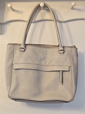 KATE SPADE NEW YORK Light Gray Leather Grant Park Alida Shoulder Tote